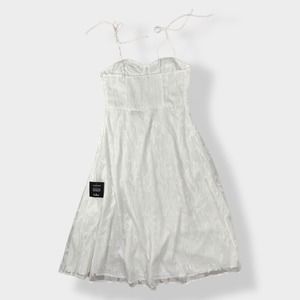 Lulus‎ NWT Loveliest  Looks White Floral Jacquard Tie Strap Midi dress Size M